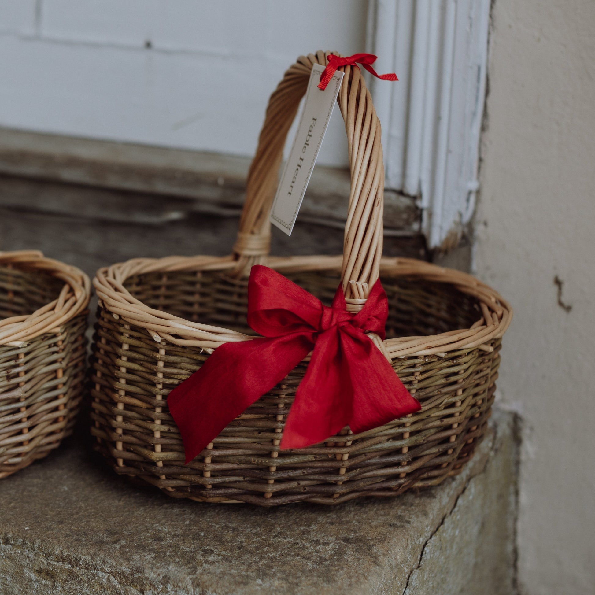 Red Bow Christmas Basket