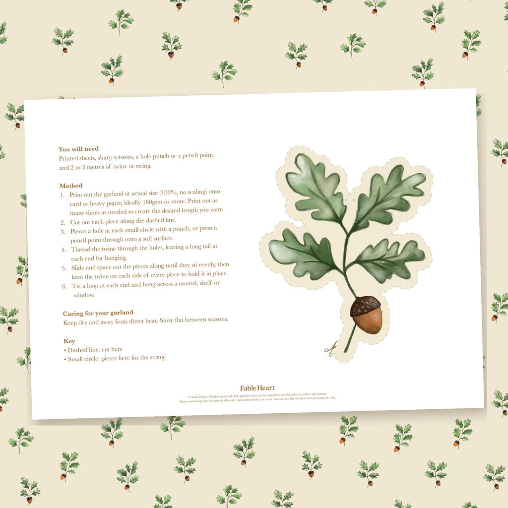 Autumn Acorn Garland instructions page