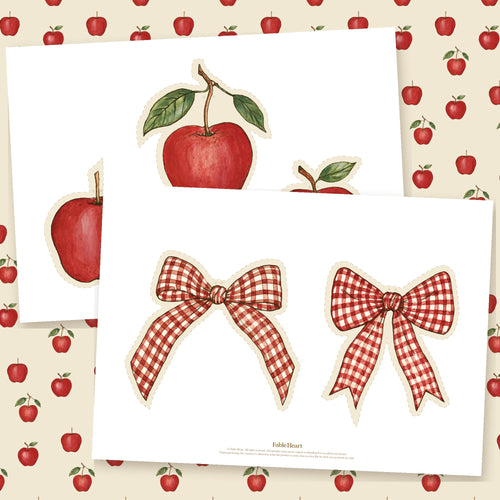 Autumn Apple Garland pieces: apples and gingham bows