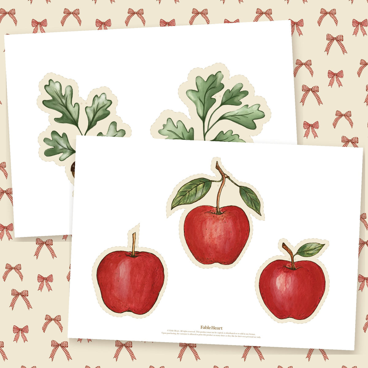 Acorn sprigs and apples garland pieces