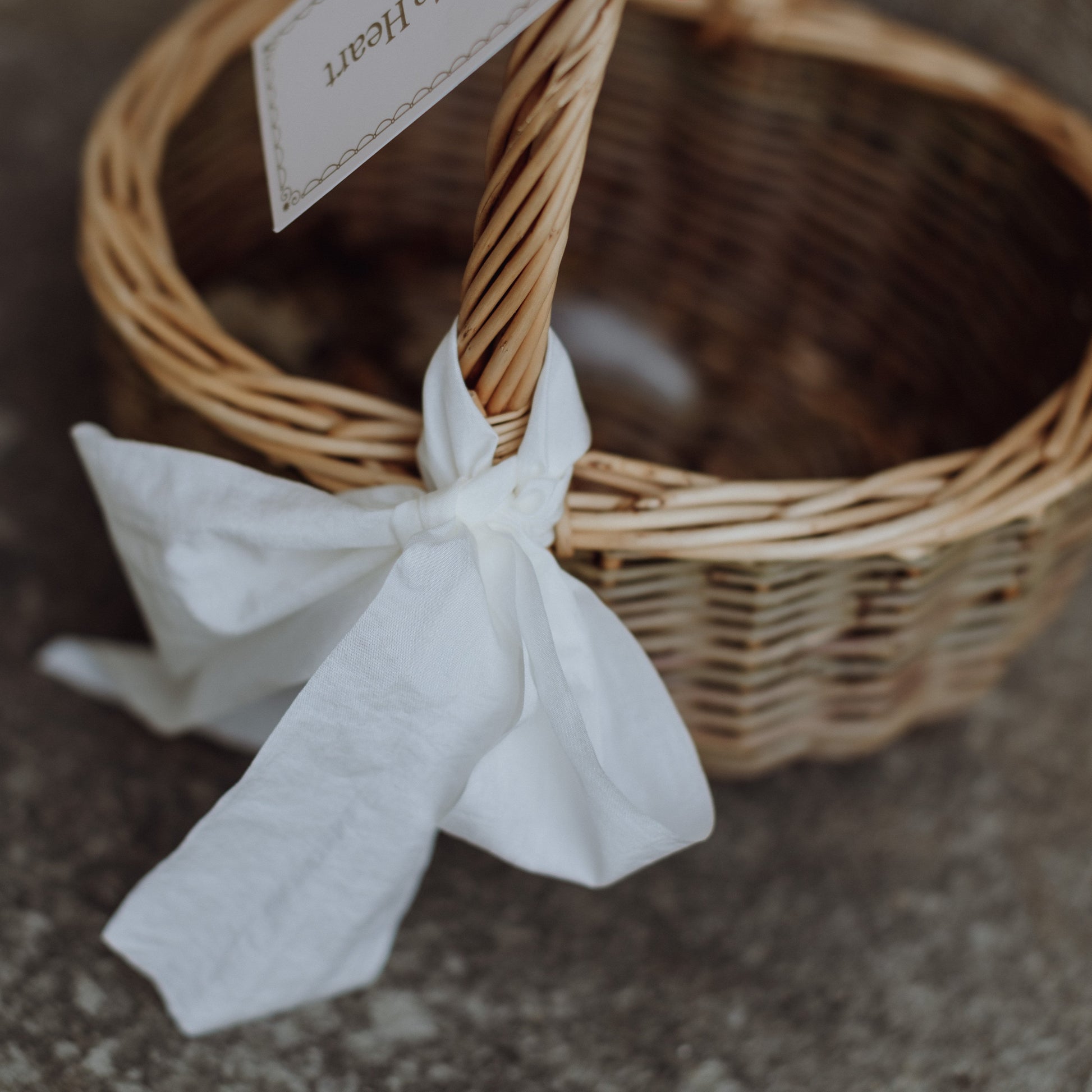 Cream Bow Christmas Basket