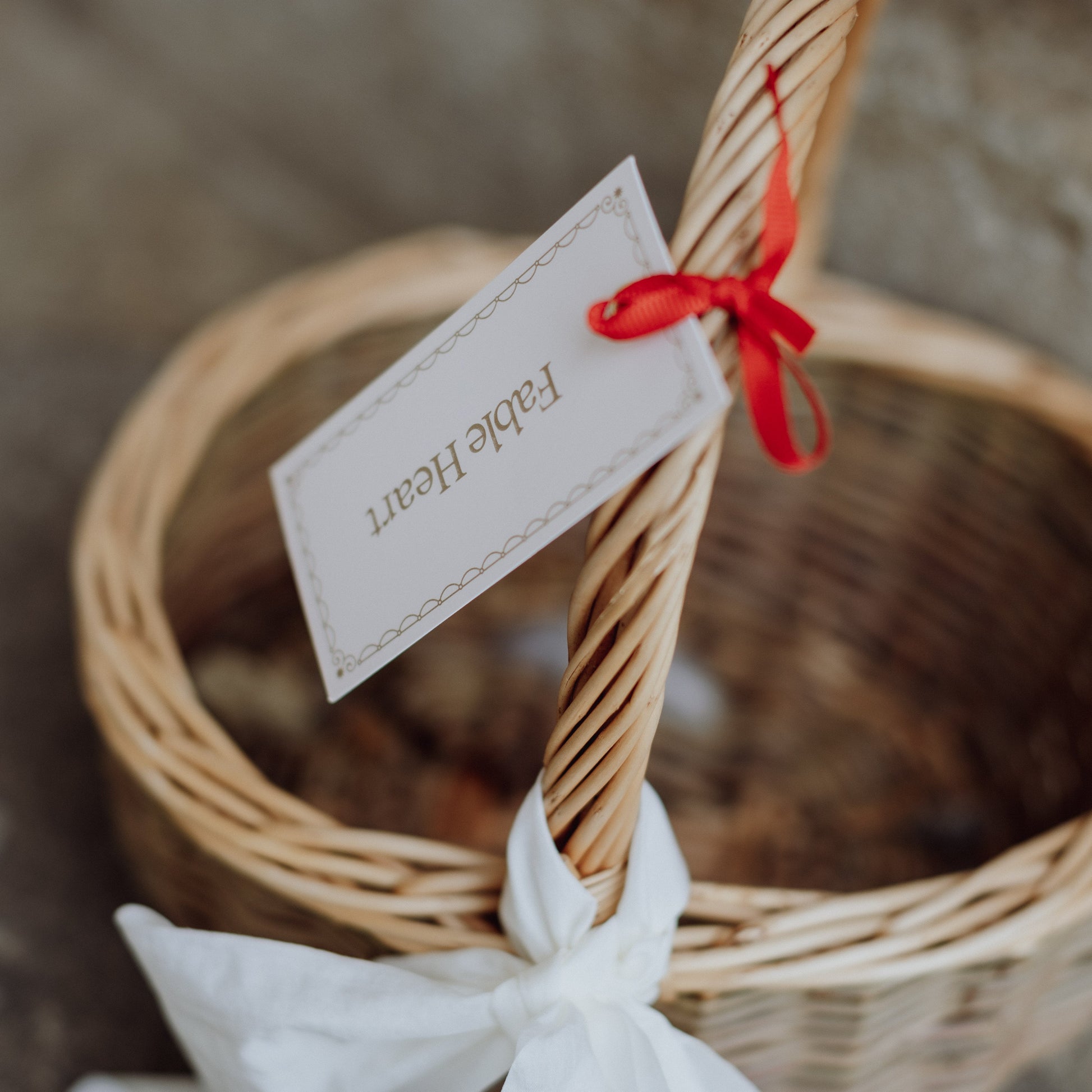 Cream Bow Christmas Basket