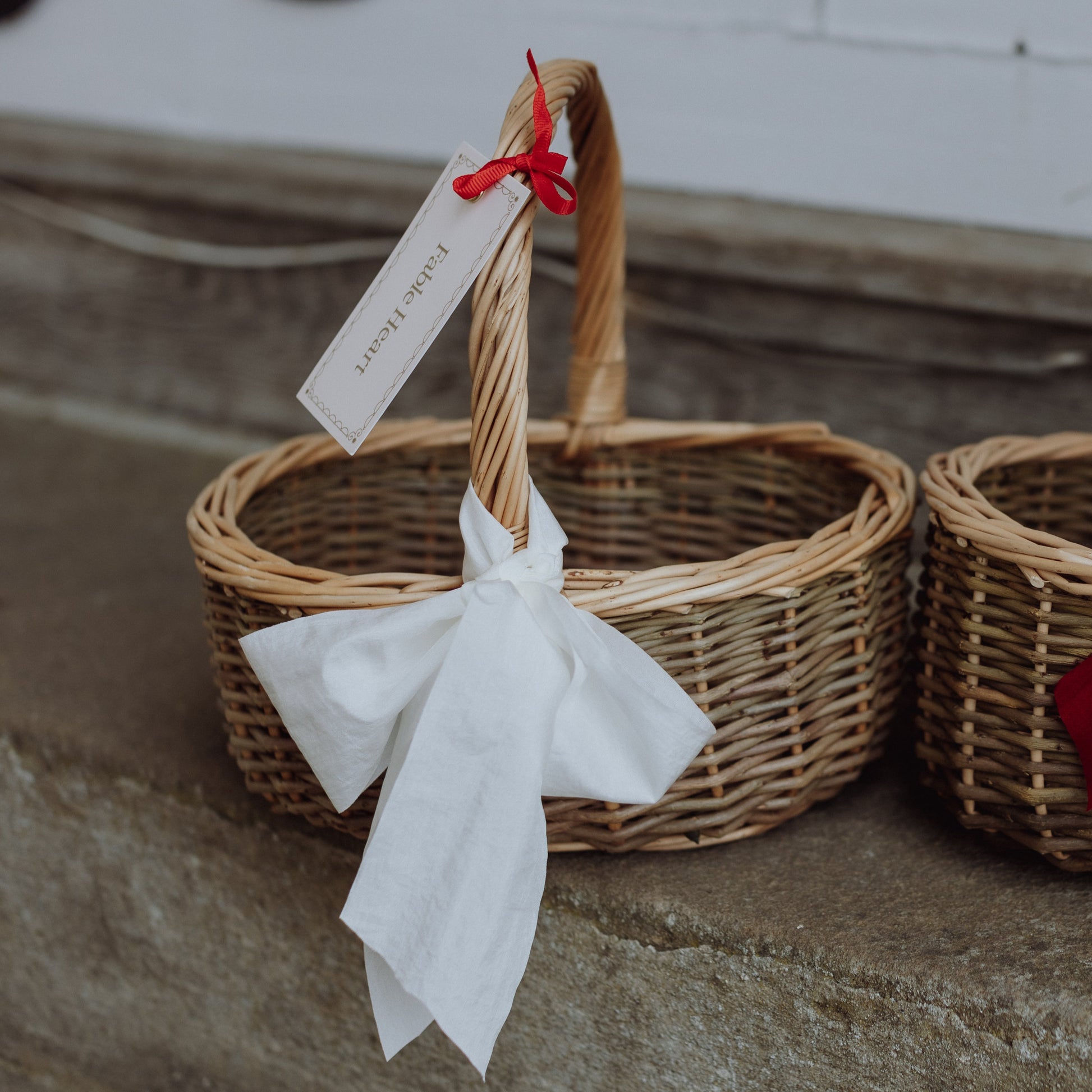 Cream Bow Christmas Basket
