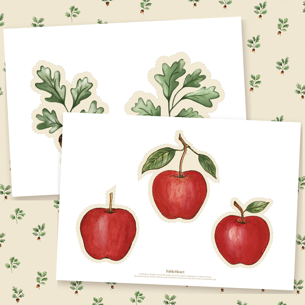 Acorn and apple garland pieces