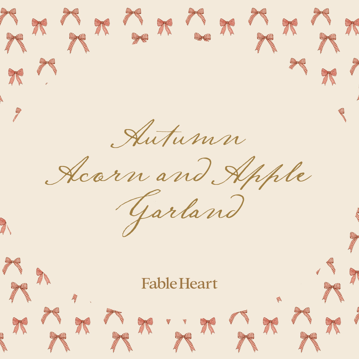 Autumn Acorn and Apple Garland cover on Danii's gingham bow pattern