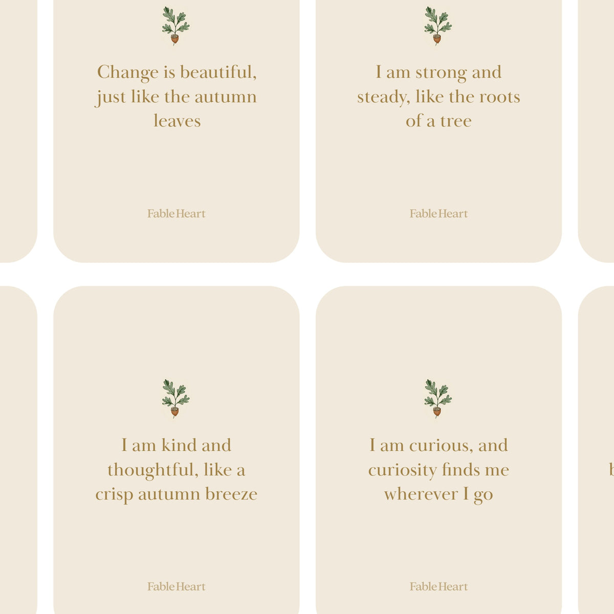 Preview of the autumn affirmation cards