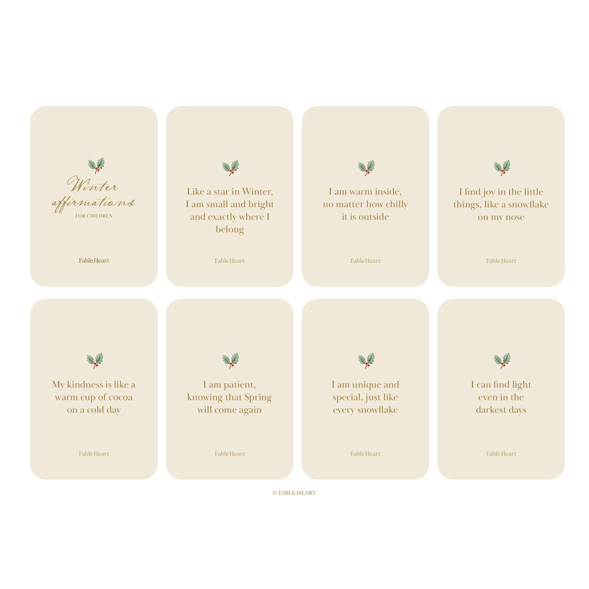 Winter Affirmation Cards for Children